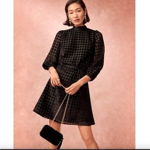 Ann Taylor Houndstooth Mock Neck shift dress